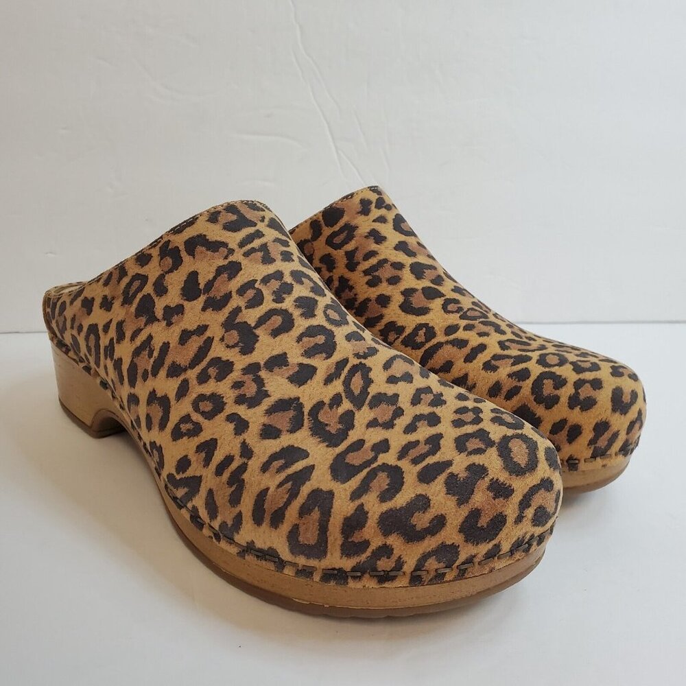 Dansko Womens Brenda Leopard Print Clogs Size 38 EU 7.5 US Comfort Exotic NWOB